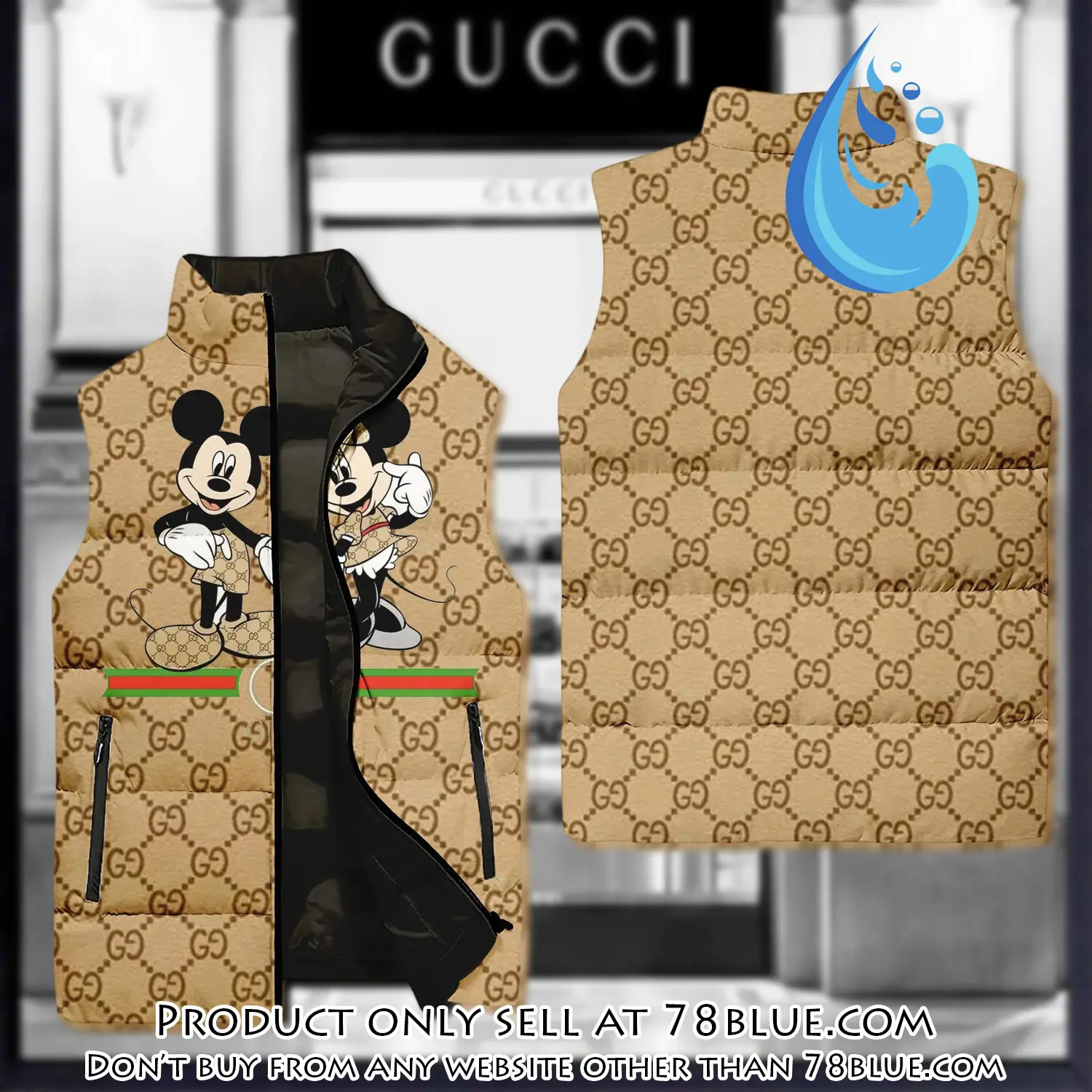 Gucci mickey mouse yellow luxury brand 3d sleeveless down jacket 78b1729007